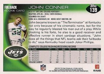 2010 Topps #139 John Conner Back