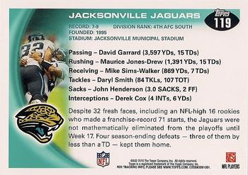 2010 Topps #119 Jacksonville Jaguars Back
