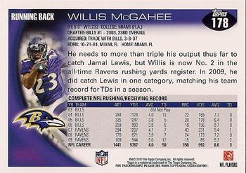 2010 Topps #178 Willis McGahee  Back