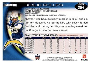 2010 Topps #284 Shaun Phillips Back