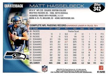 2010 Topps #342 Matt Hasselbeck Back