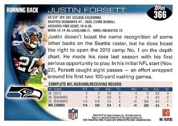 2010 Topps #366 Justin Forsett Back