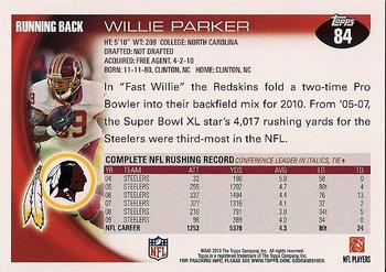 2010 Topps #84 Willie Parker  Back