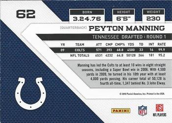 2010 Panini Threads #62 Peyton Manning  Back