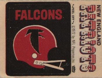 1974 Fleer Football Patches #NNO Atlanta Falcons Helmet / New England Patriots Name Front