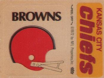 1974 Fleer Football Patches #NNO Cleveland Browns Helmet / Kansas City Chiefs Name Front