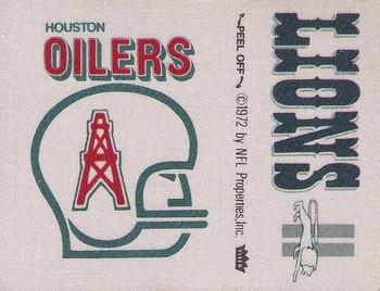 1974 Fleer Football Patches #NNO Houston Oilers Logo / Detroit Lions Name Front