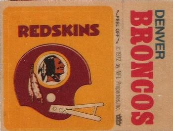 1974 Fleer Football Patches #NNO Washington Redskins Helmet / Denver Broncos Name Front