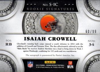 2014 Panini Crown Royale - Rookie Signatures Bronze #S-IC Isaiah Crowell Back