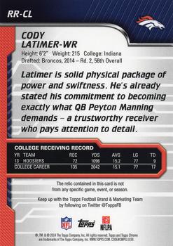 2014 Topps Chrome - Rookie Relics #RR-CL Cody Latimer Back