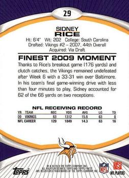 2010 Finest #29 Sidney Rice  Back