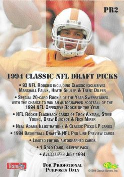 1994 Classic NFL Draft - Promos #PR2 Heath Shuler Back