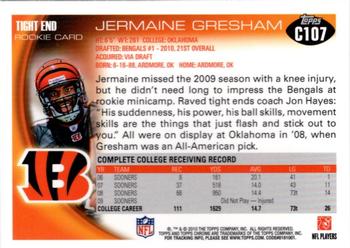 2010 Topps Chrome #C107 Jermaine Gresham  Back