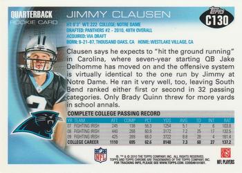 2010 Topps Chrome #C130 Jimmy Clausen  Back