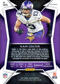 2014 Panini Select - Prizm Red #184 Kain Colter Back