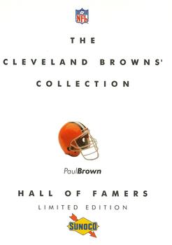 1992 Sunoco Cleveland Browns Hall of Famers - Cover Cards #2 Paul Brown Front