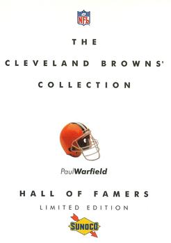 1992 Sunoco Cleveland Browns Hall of Famers - Cover Cards #10 Paul Warfield Front