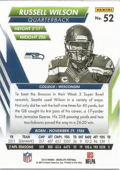 2014 Panini Absolute - Retail #52 Russell Wilson Back