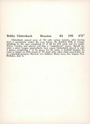 1956 Jay Publishing New York Giants #NNO Bob Clatterbuck Back