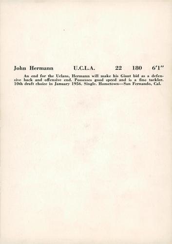 1956 Jay Publishing New York Giants #NNO John Hermann Back
