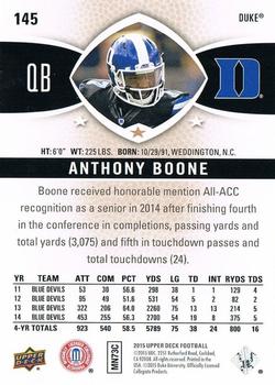 2015 Upper Deck #145 Anthony Boone Back