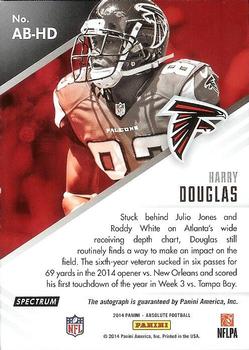 2014 Panini Absolute - Absolute Ink Spectrum Silver #AB-HD Harry Douglas Back