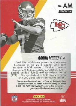 2014 Panini Absolute - Tools of the Trade Complete Rookies Spectrum Gold #AM Aaron Murray Back
