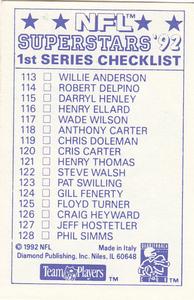 1992 Diamond NFL Superstars Stickers #158 Jim Kelly Back