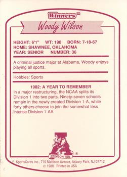 1988 Winners Alabama Crimson Tide #NNO Woody Wilson Back