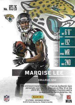 2014 Panini Contenders - Rookie Ticket Swatches #RTS-26 Marqise Lee Back