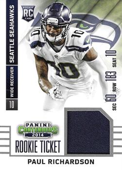 2014 Panini Contenders - Rookie Ticket Swatches #RTS-28 Paul Richardson Front