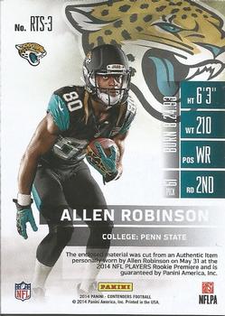 2014 Panini Contenders - Rookie Ticket Swatches #RTS-3 Allen Robinson Back