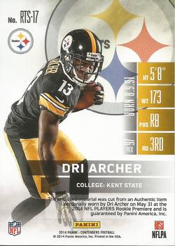 2014 Panini Contenders - Rookie Ticket Swatches #RTS-17 Dri Archer Back