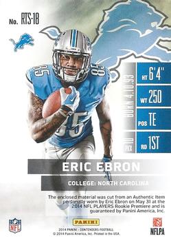 2014 Panini Contenders - Rookie Ticket Swatches #RTS-18 Eric Ebron Back