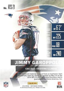 2014 Panini Contenders - Rookie Ticket Swatches #RTS-21 Jimmy Garoppolo Back