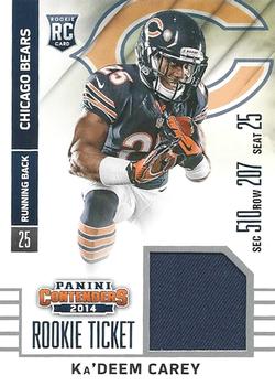 2014 Panini Contenders - Rookie Ticket Swatches #RTS-23 Ka'Deem Carey Front