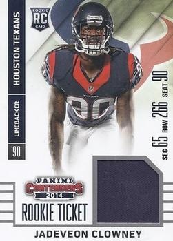 2014 Panini Contenders - Rookie Ticket Swatches #RTS-29 Jadeveon Clowney Front