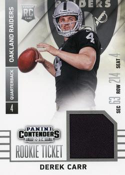 2014 Panini Contenders - Rookie Ticket Swatches #RTS-30 Derek Carr Front