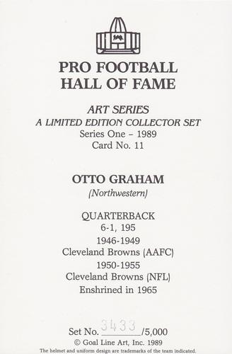 1989 Goal Line Hall of Fame Art Collection  #11 Otto Graham Back