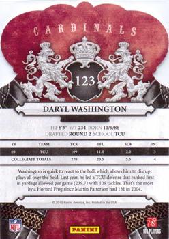 2010 Panini Crown Royale #123 Daryl Washington Back