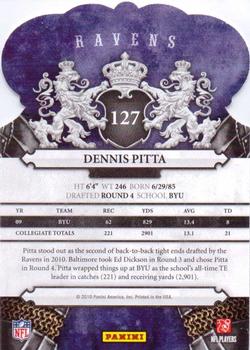 2010 Panini Crown Royale #127 Dennis Pitta Back
