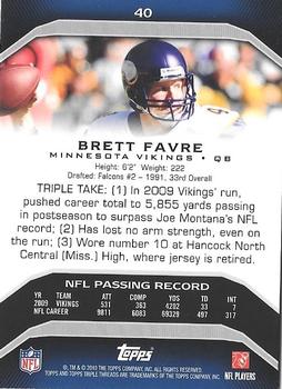 2010 Topps Triple Threads #40 Brett Favre  Back