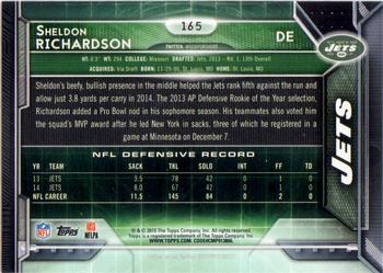 2015 Topps #165 Sheldon Richardson Back