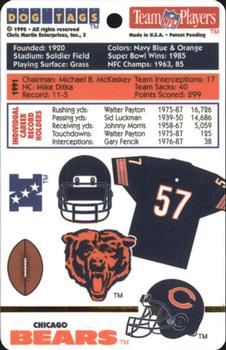 1992 Chris Martin Enterprises Dog Tags #3 Chicago Bears Back