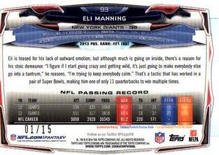 2014 Topps Chrome Mini - Black Refractors #93 Eli Manning Back