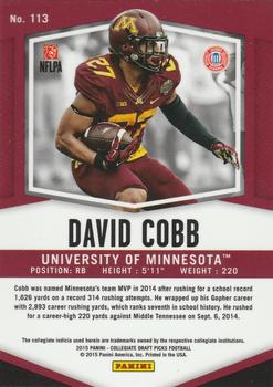 2015 Panini Prizm Collegiate Draft Picks #113 David Cobb Back
