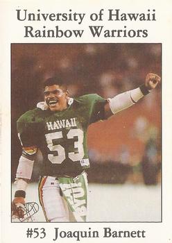 1990 Hawaii Rainbow Warriors #NNO Joaquin Barnett Front