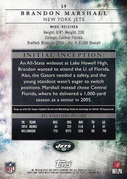 2015 Topps Inception #59 Brandon Marshall Back