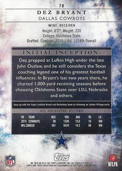 2015 Topps Inception #78 Dez Bryant Back