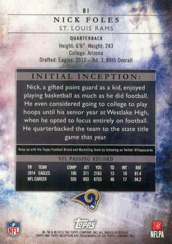 2015 Topps Inception #81 Nick Foles Back
